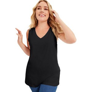 June + Vie by Roaman's V-Neck One + Only Tank Top - 1 of 4