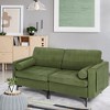 Costway Modern Loveseat 2-Seat Sofa Couch w/ 2 Bolsters & Side Storage Pocket Army Green - 3 of 4