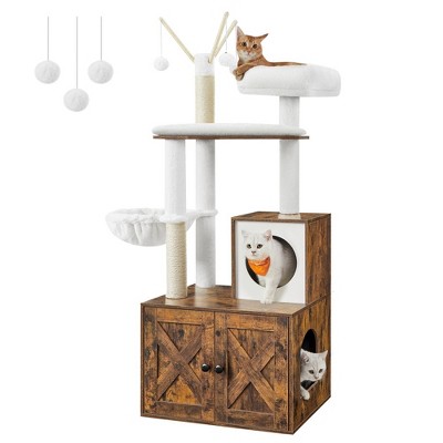 Feandrea Woodywonders Cat Tree With Litter Box Enclosure, 2-in-1 Modern ...