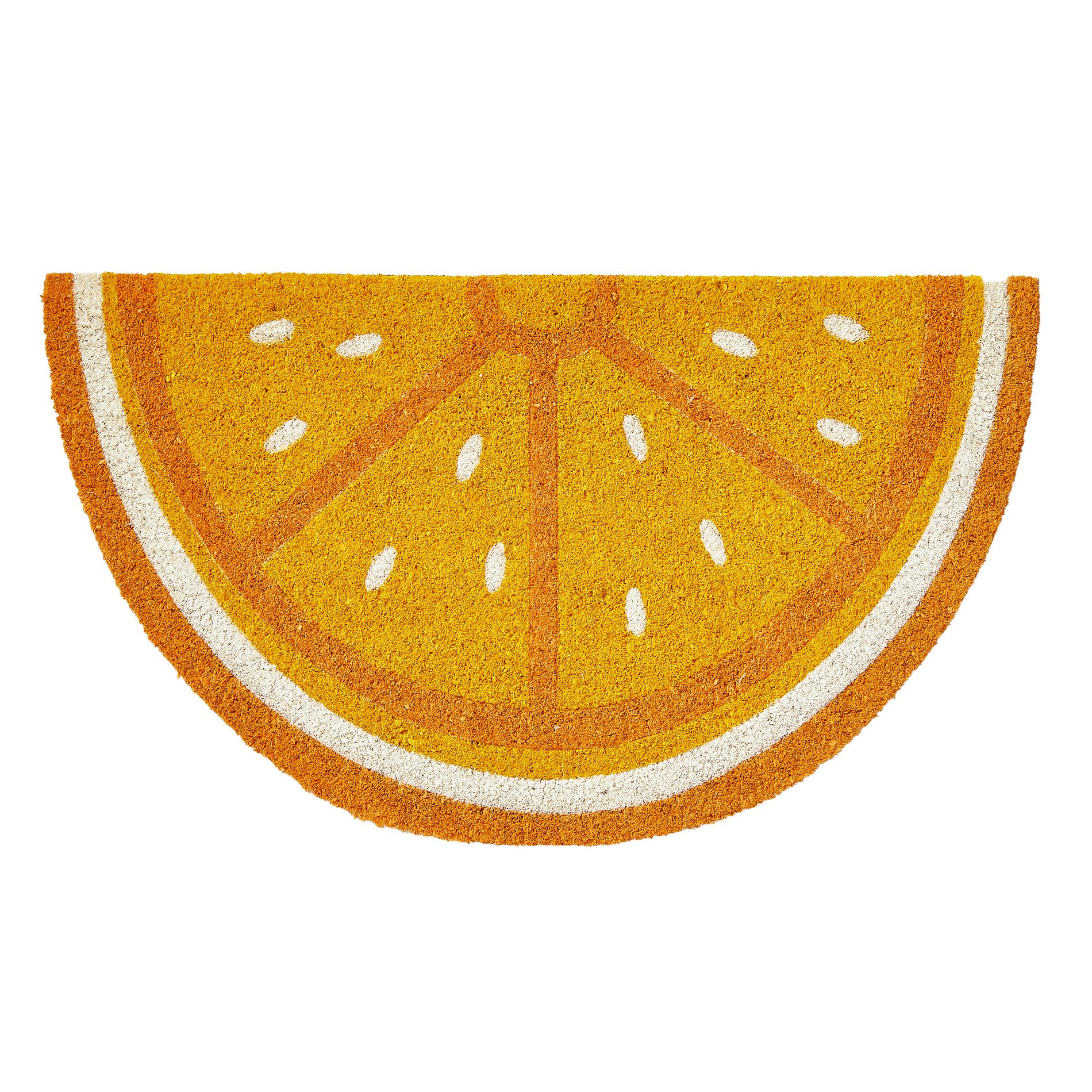 Tag Citrus Slice Non-Slip Coir Door Mat 30x17 in Everyday Orange Rug Shake Clean Ideal for Home Entrance
