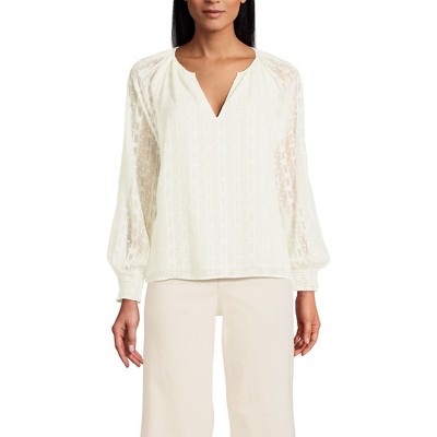 Lands' End Women's Clip Dot Chiffon Blouse
