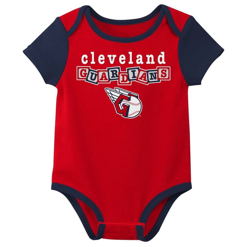 MLB Cleveland Guardians Baby Boys' Pinstripe 3pk Bodysuit, 2 of 5