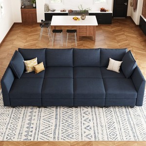 Belffin L-Shaped Modular Sectional with Storage Ottoman & 1500lb Capacity Velvet Sofa - 1 of 4