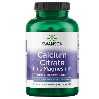 Swanson Calcium Citrate Plus Magnesium, 150 Capsule.