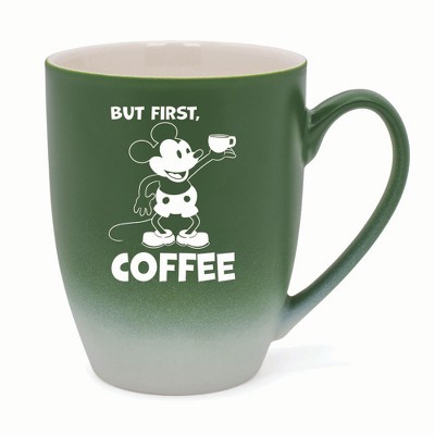 Elanze Designs But First Coffee Two Toned Ombre Matte 10 ounce New Bone China Coffee Tea Cup Mug, Green and White