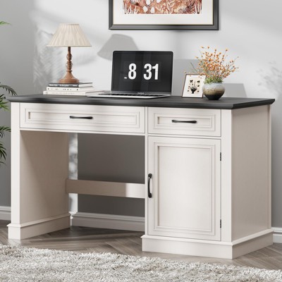 47" Executive Desk, Computer Desk with Drawers, Storage Cabinet & Charging Station