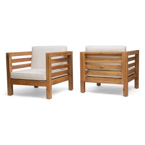 Christopher Knight Home Oana Outdoor Acacia Wood Club Chair with Cushion - image 1 of 4