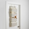 3 Sprouts Recycled Fabric Over the Door Organizer for Nursery - Gingham Beige - 4 of 4