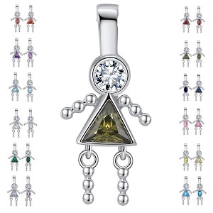 Baby Boy or Girl Birthstone Charm for Mom  Family Tree Grandma Necklace by Ginger Lyne CZ Sterling Silver - 1 of 4