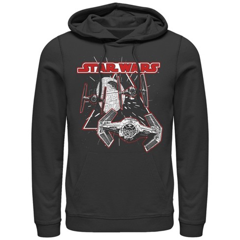 Men s Star Wars Death Star Tie Fighters Pull Over Hoodie Black Small Target