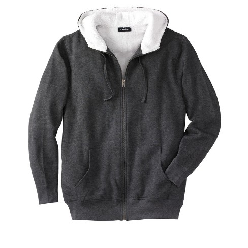 Kingsize Men's Big & Tall High Pile Fleece-lined Fleece Zip Hoodie - Tall -  3xl, Heather Charcoal Black Fleece Jacket : Target