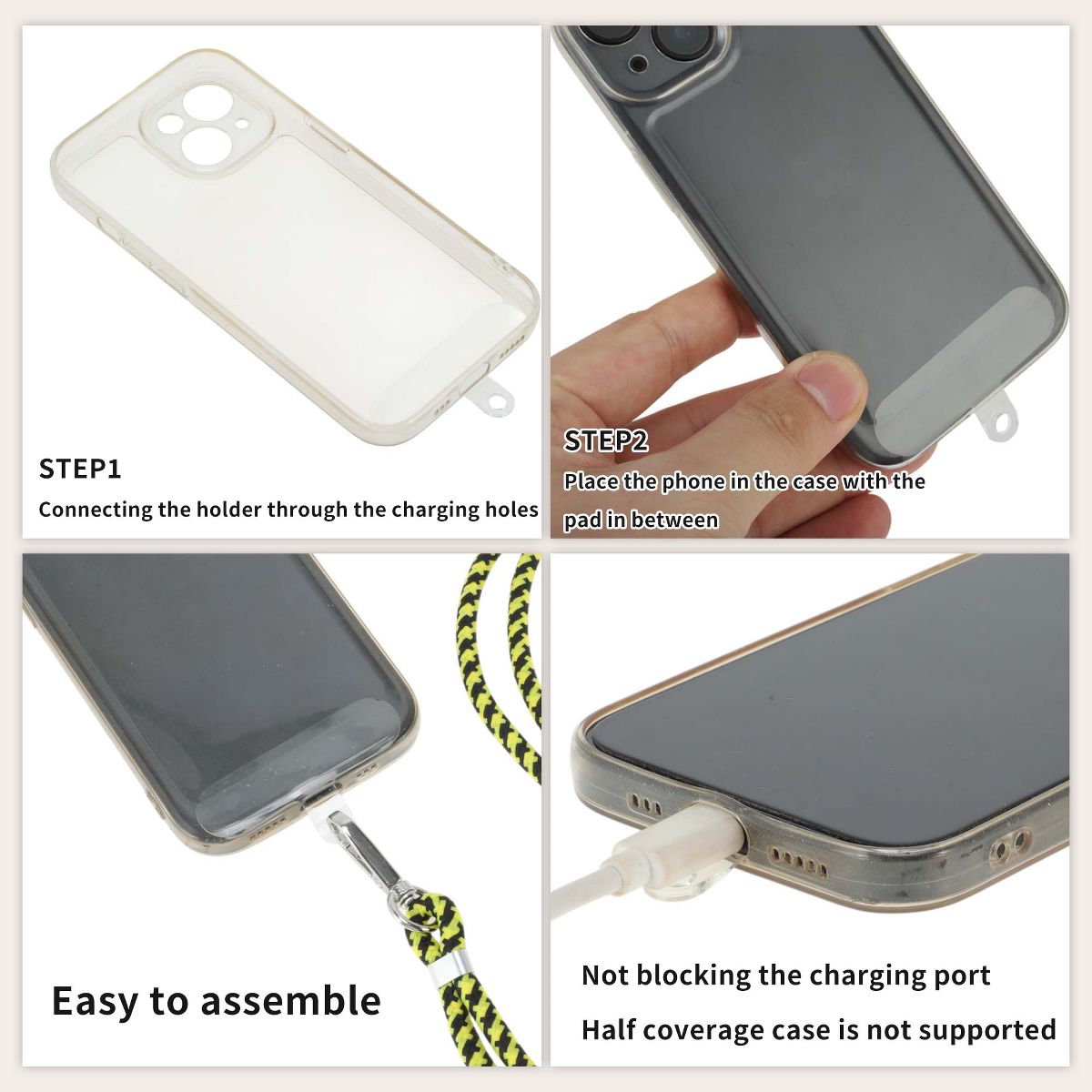 Unique Bargains Phone Chain for Standard Mobile Phone Case Phone Lanyard Yellow Orange Mesh 1 Pc - thumbnail 4