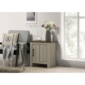 Vynxaria Modern End Table, Side Table, Nightstand with Cabinet Door, Gray Oak, 16"W - 1 of 4