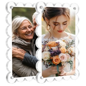 Unique Bargains Double Sided Fujifilm Mini Picture Acrylic Wavy Fridge Magnetic Frames 2 Pcs - 1 of 4