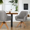 Costway Set of 2 Swivel Accent Chair Fabric Vanity Study ArmChair w/Wood Legs - 4 of 4