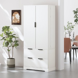 KWPZQEB 72" Storage Cabinets, Modern Kitchen Pantry Cabinet with 8 Hanging Shelves and 2 Large Drawer, Freestanding Cupboard for Living Room - 1 of 4
