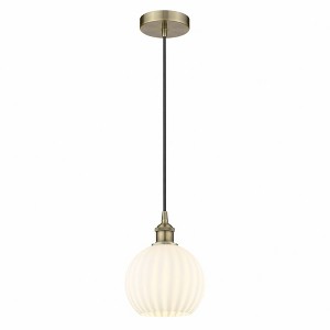 White Venetian - 1 Light Cord Hung Mini Pendant In Modern Style-10 Inches Tall and 8 Inches Wide - 1 of 1