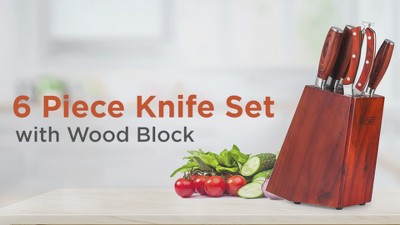 Commercial Chef 6 Piece High Carbon Stainless Steel Knife Block Set