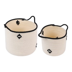 REGALWOVEN Odorless Cotton Rope Handcrafted Breathable Compact Size Open Storage Bins 7.5*7.1*7.9in, 9.8*8.3*10.6in 2 Packs - 1 of 4