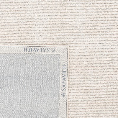 Hand-Loomed Beige Wool & Viscose 4' Square Accent Rug