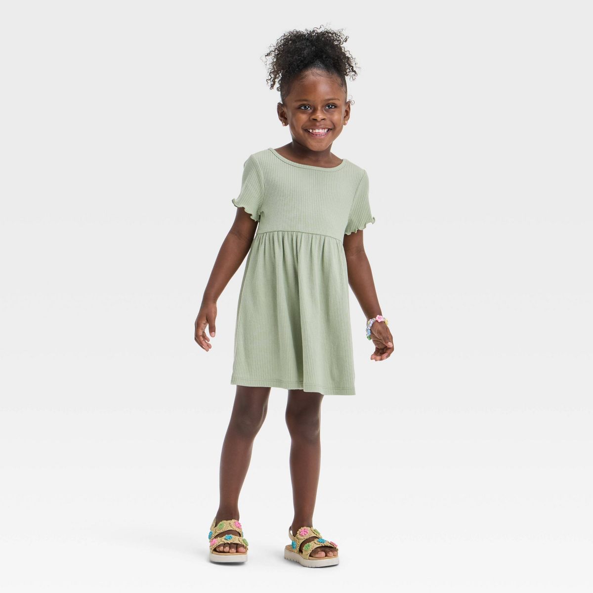 Toddler Girls' Short Sleeve Solid Ribbed Dress - Cat & Jack™ - thumbnail 6