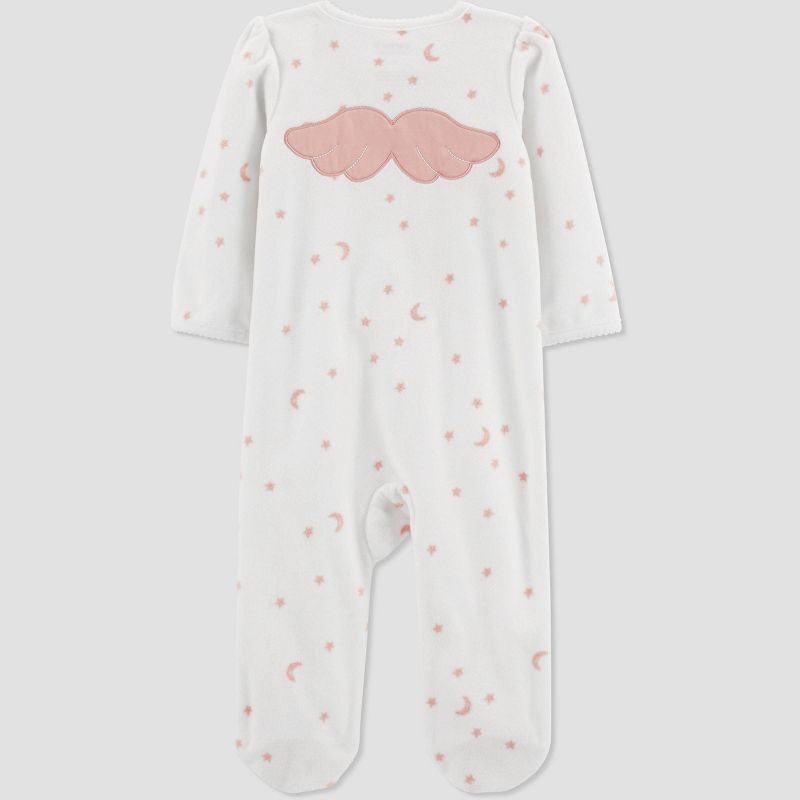 Carter's Just One You®️ Baby Girls' Angel Fleece Footed Pajama - White/Pink, 3 of 8