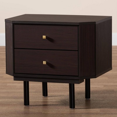 Norwood Espresso Brown and Black 2-Drawer Wooden End Table