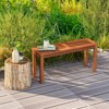 Tangkula 1PC/2PCS Patio Wood Bench 2-Person Solid Wood Bench w/ Slatted Seat 39.5” Long Bench w/ Stable Wood Frame - 3 of 4