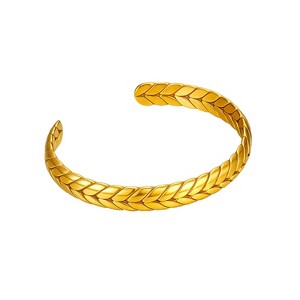 Gold Titanium Steel Braided Classic Unisex Cuff Bracelet - 1 of 4