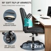 KERDOM Executive Leather Office Chair with Adjustable Flip-up Armrests Height, Swivel Task Chair with Lumbar Support, Black - 4 of 4