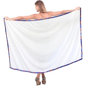 LA LEELA Women's Bikini Beach Wrap Swim Cover Up Swimwear Summer Wraps Swimsuit Beachwear Sarong Coverups Skirts for Women One Size White,Solid - 1 of 4