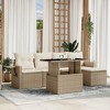 vidaXL 6 Piece Patio Sofa Set with Cushions Beige and Cream Poly Rattan - Without Storage - 2 of 4