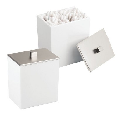 Mdesign Plastic Rectangle Apothecary Canister 2 Pack White Brushed   GUEST E5ed1a23 46c6 464f 8f55 B6ec6bc67c05