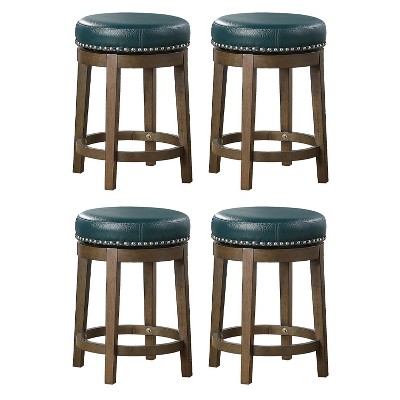 Lexicon Whitby 25 Inch Counter Height Round Swivel Seat Stool, Green (4 Pack)