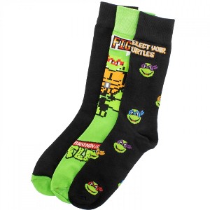 Mens Teenage Mutant Ninja Turtles 3-Pack Retro Crew Socks - 1 of 4