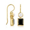 Ross-Simons Onyx and 4.5-5mm Cultured Pearl Drop Earrings in 18kt Gold Over Sterling - 3 of 4