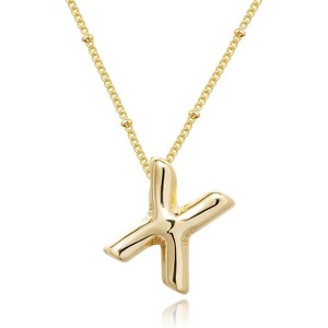 Bubble Initial Necklace; 14K Gold Plated Balloon Letter Pendant; Custom Name Jewelry; Trendy Chunky Gift for Women - 1 of 4