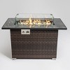 44" Propane Gas Fire Pit Table, 50000 BTU Rectangular Fire Pit, Tile Tabletop with Beautiful Wicker Base for Outside Patio Deck Garden Courtyard-Brown - 4 of 4