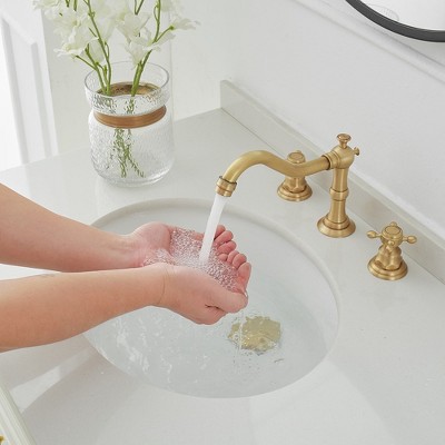 Antique Brass Double-Handle Widespread Bathroom Faucet