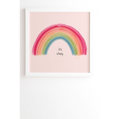 12" x 12" Elisa Bell 'It's Ok' Framed Wall Art White/Pink - Deny Designs