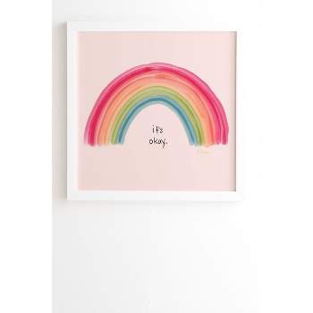 12" x 12" Elisa Bell 'It's Ok' Framed Wall Art White/Pink - Deny Designs