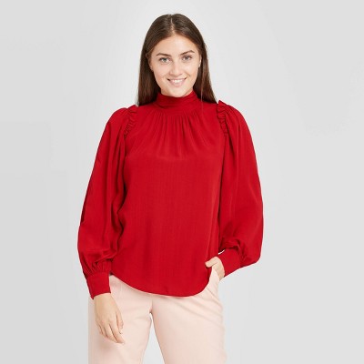 women's long sleeve ruffle blouse