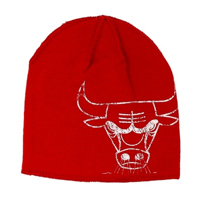 NBA Knit Beanie - Chicago Bulls, Red, Backwards, Cuffless