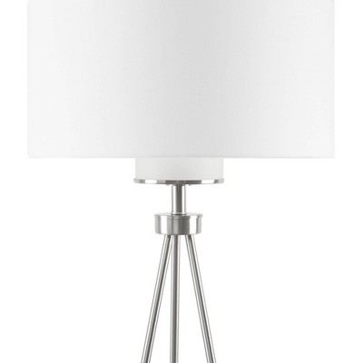 Silver Pacific Tripod Metal Floor Lamp with Grey Glass Shade