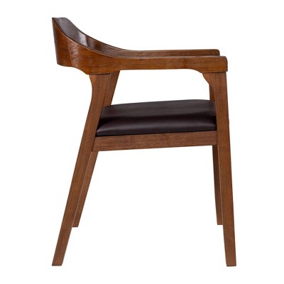 Chestnut Wire-Brushed Faux Leather Upholstered Arm Chair