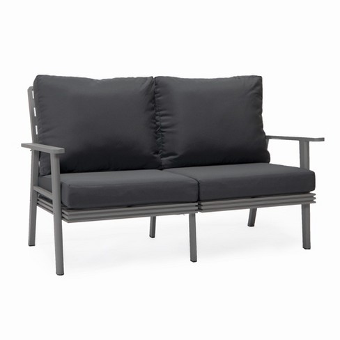 Leisuremod Walbrooke Modern Polyester Loveseat with Grey Aluminum Frame and Removable Cushions - image 1 of 4