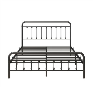 TiramisuBest Full Metal Platform Bed Frame with Headboard, Strong Slat Support, No Box Spring Needed, Easy Assembly, Black - 1 of 4