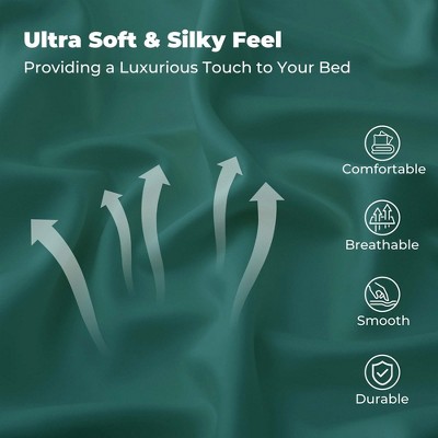 King Green Satin Down Alternative Comforter Set with Pillowcases