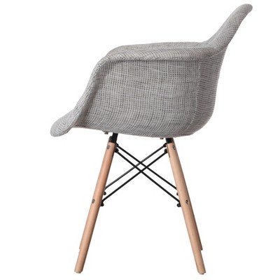 Gray Fabric Armchair with Beech Wood Legs, Set of 2