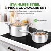 NutriChef 8-Piece Triply Stainless Steel Cookware Set with Non-Stick Coating NC3PLY8Z - 3 of 4